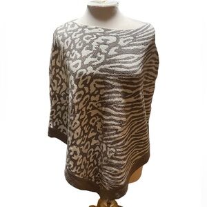 Barefoot Dreams Cozy Chic Lite Ocean Breeze Animal Print Poncho